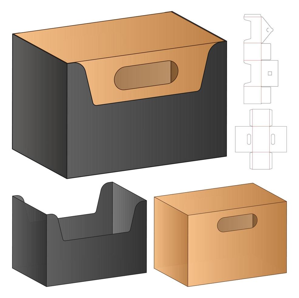 disegno del modello fustellato di imballaggio della scatola. Modello 3d vettore