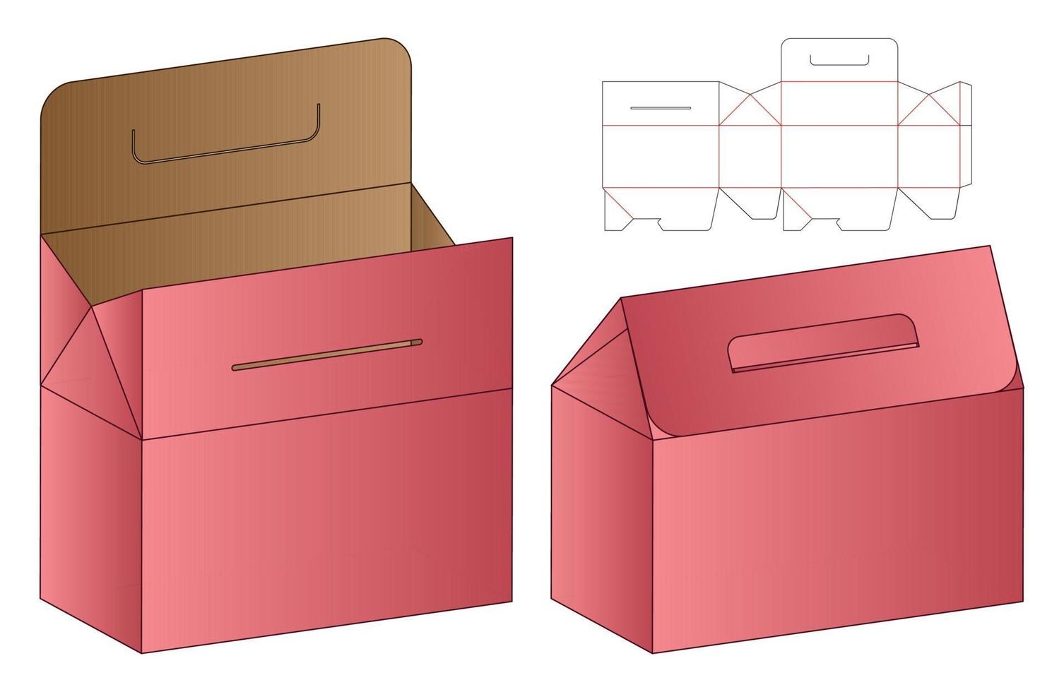 disegno del modello fustellato di imballaggio della scatola. Modello 3d vettore