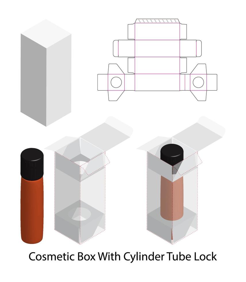 disegno del modello fustellato di imballaggio della scatola. Modello 3d vettore