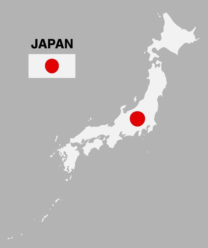 Mappa del Giappone con bandiera vettore isolato eps10