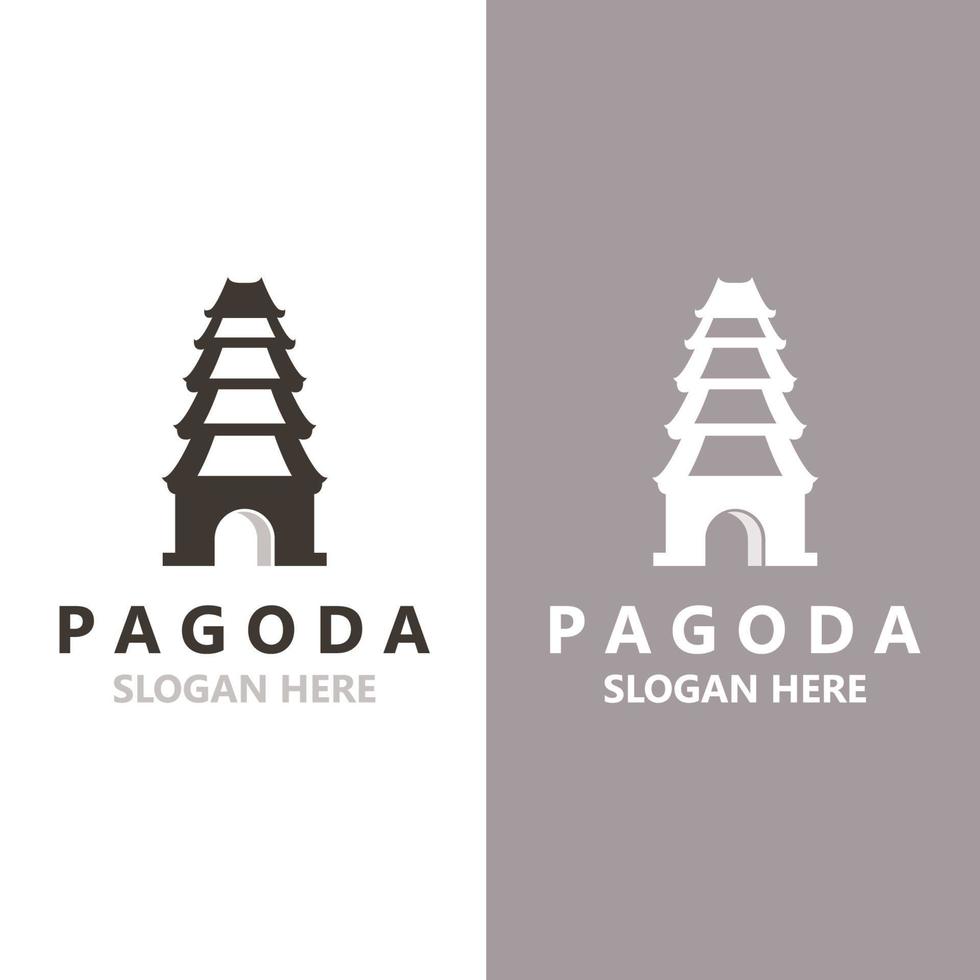 pagoda cultura logo Vintage ▾ design illustrazione, tempio eredità edificio vettore