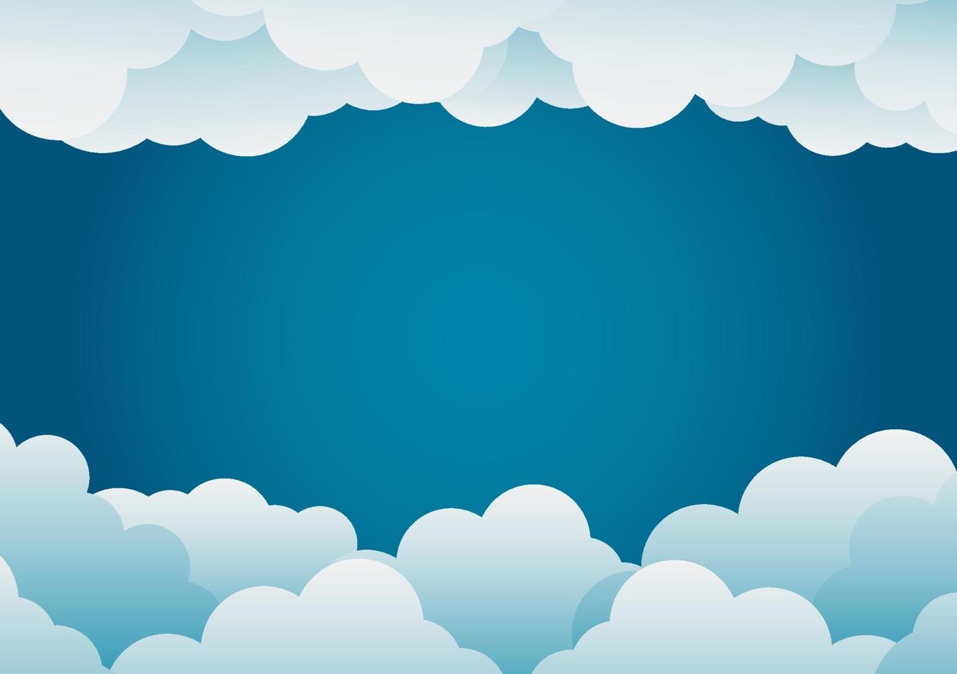 illustrazione di vettore blu del fondo della nuvola di stile di arte di carta