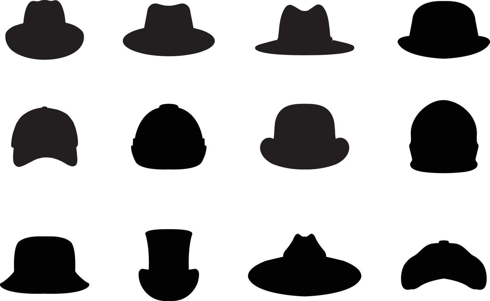 un' collezione di davanti Visualizza cappelli vettore