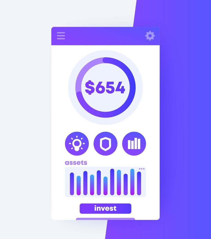 finanza app mobile ui design, vettore