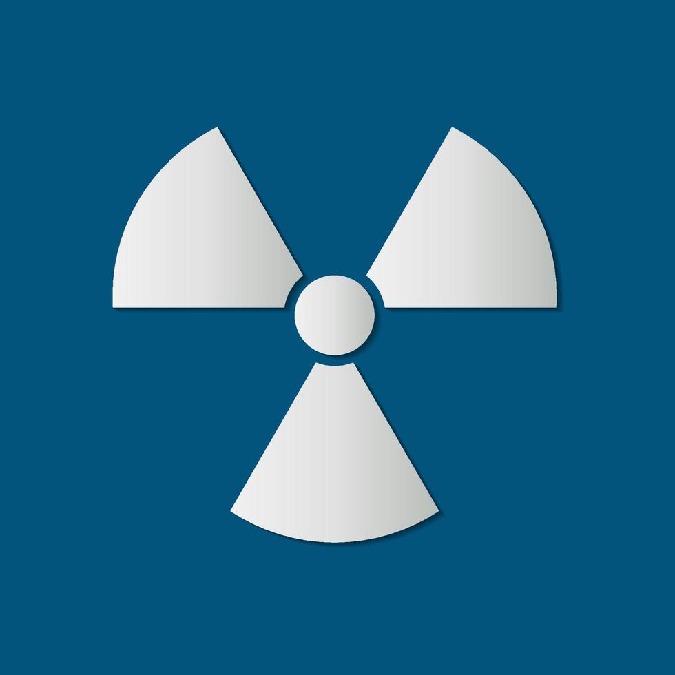icona di radiazione, simbolo di radiazione, icona bianca su sfondo blu, illustrazione vettoriale
