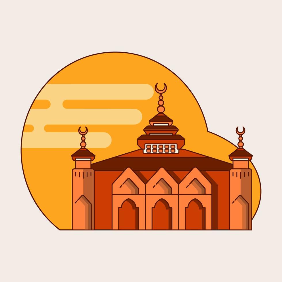 marrone colore piatto stile moschea illustrazione vettore