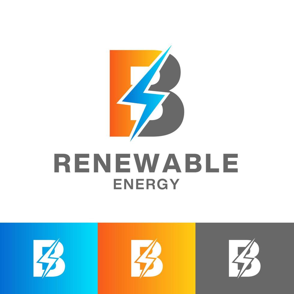 B lettera rinnovabile energia logo design vettore