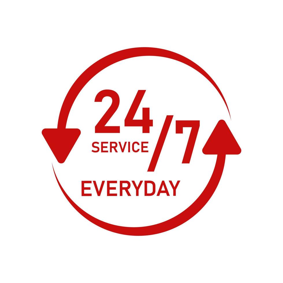 24x7 servizio ogni giorno vettore design