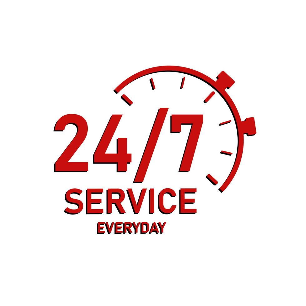 24x7 servizio ogni giorno vettore design