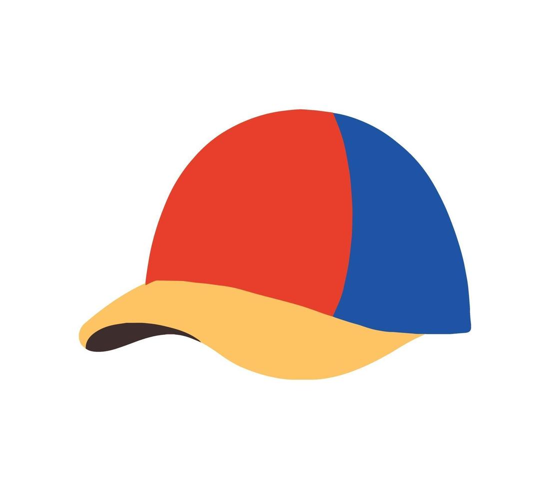 illustrazione piana di vettore del berretto da baseball. berretto sportivo unisex. copricapo estivo.