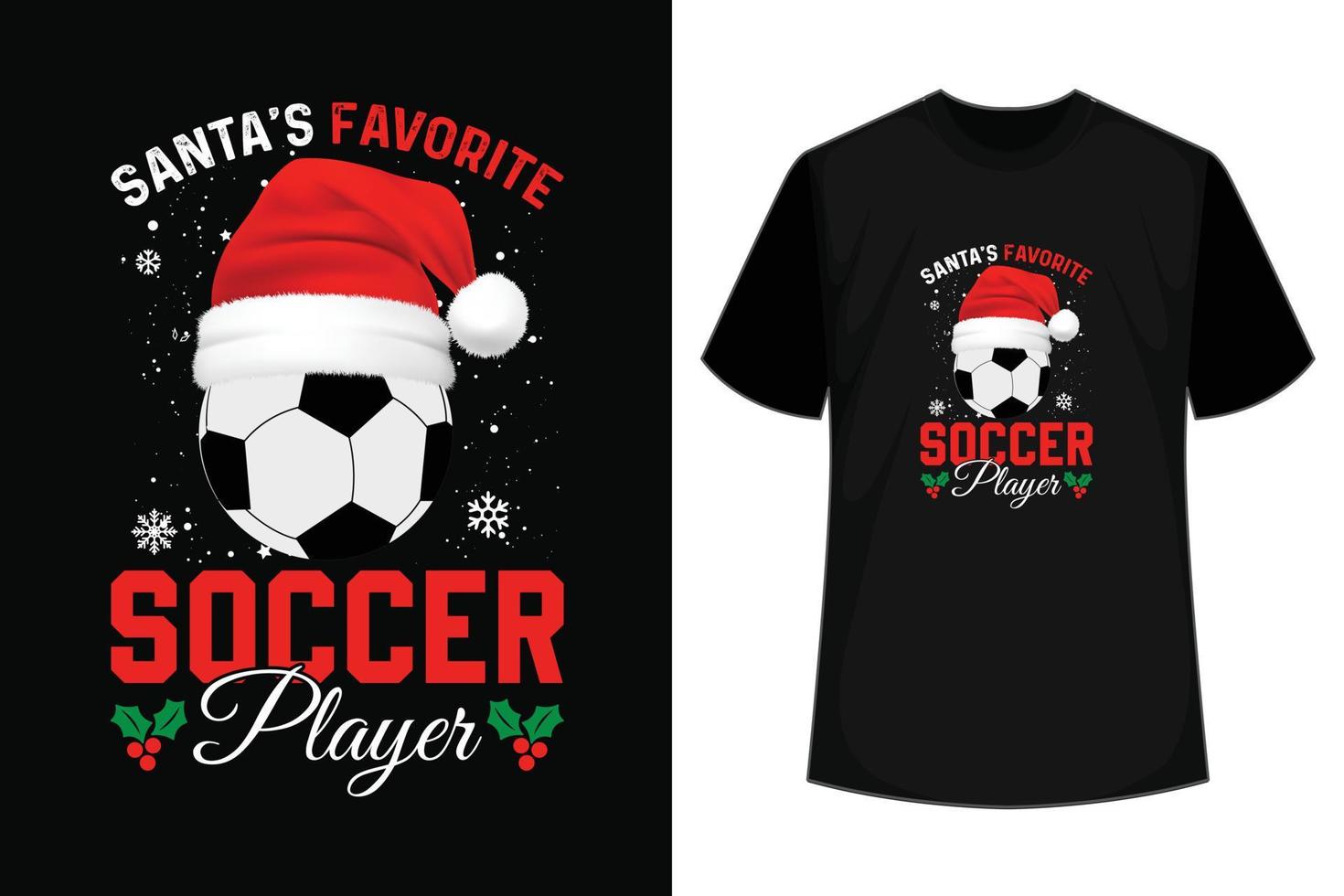 Babbo Natale preferito calcio giocatore Natale maglietta design vettore