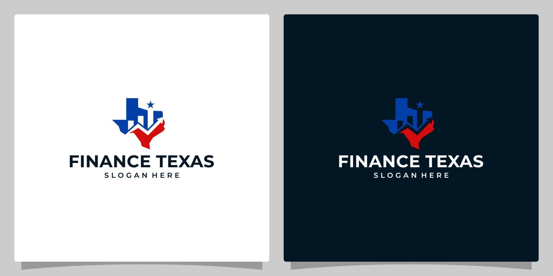 Texas stato carta geografica logo design modello con finanziario investimento grafico grafico design illustrazione. icona, simbolo, creativo. vettore