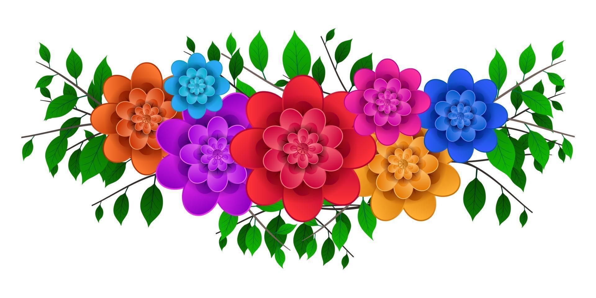 cartone animato di confine bouquet di fiori vettore