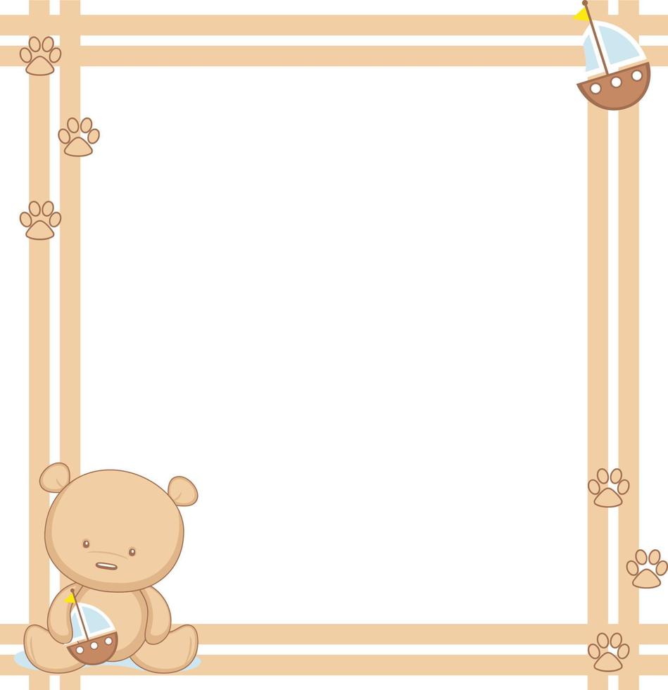 bambino orso telaio cartone animato vettore