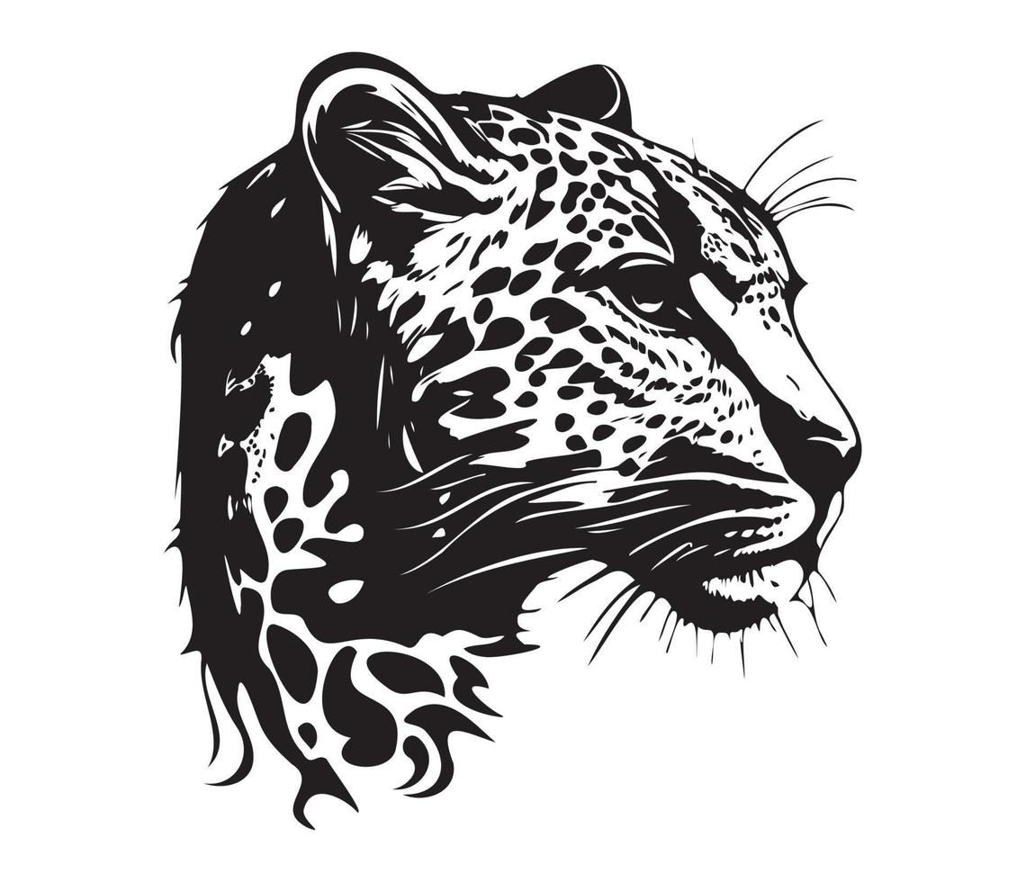 leopardo viso, sagome leopardo viso, nero e bianca leopardo vettore