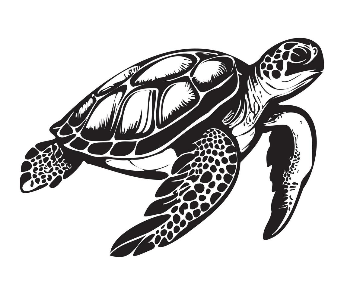 nuoto mare tartaruga icona mare animale nero simbolo, subacqueo animali vettore