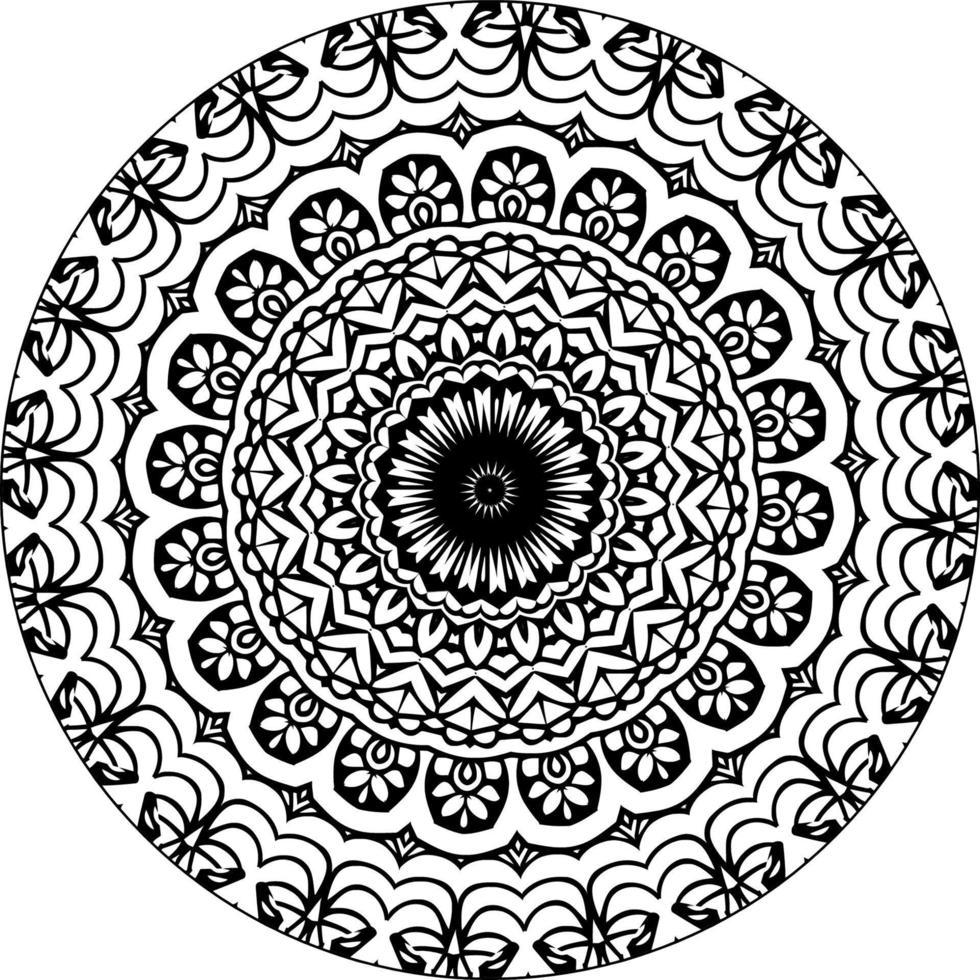 mandala colorazione libro arte, sfondo disegno, piastrella modello, camicia, saluto carta, etichetta, pizzo modello e tatuaggio. decorazione per interno design. vettore etnico orientale cerchio ornamento. sfondo