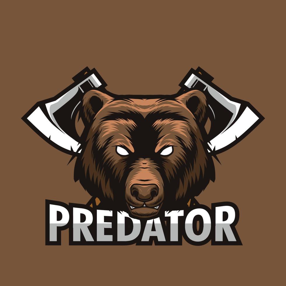 grizzly orso testa logo design vettore