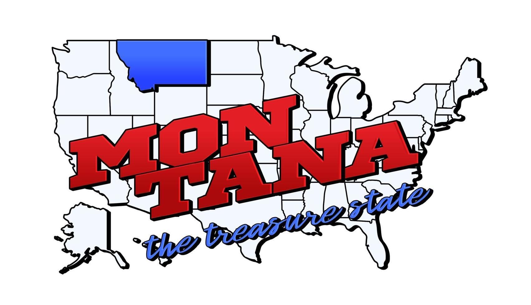 illustrazione vettoriale con noi stato montana sulla mappa americana con scritte