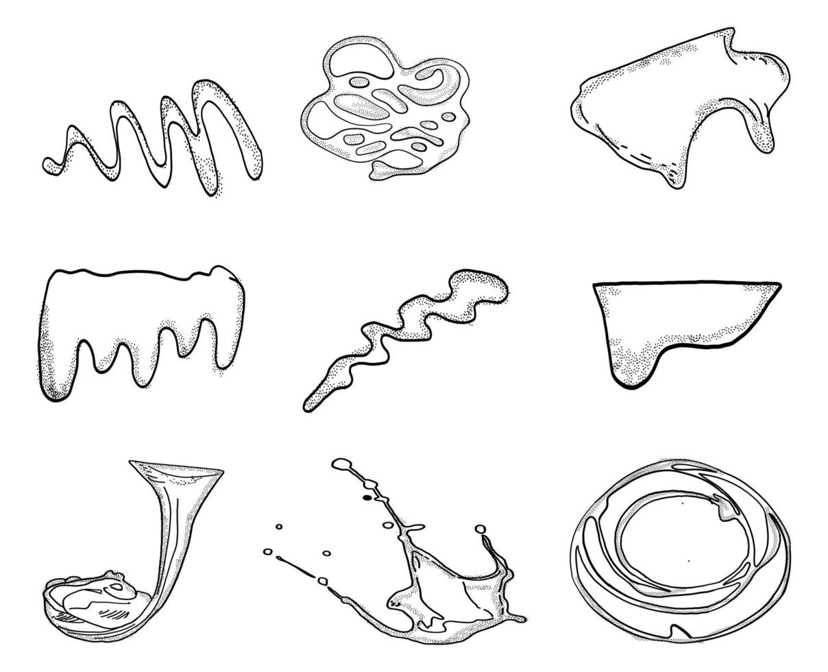 prodotti al caramello. cornice vista dall'alto. illustrazione disegnata a mano. pezzi di modello struttura caramello. disegno inciso. ottimo per il design della confezione. illustrazione vettoriale. vettore