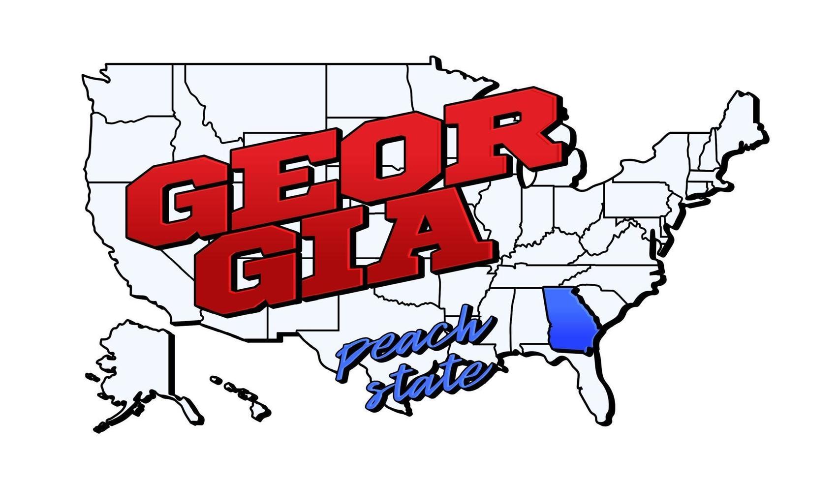 illustrazione vettoriale con noi lo stato della georgia sulla mappa americana con scritte