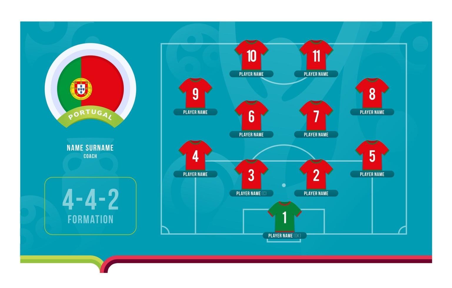 Portogallo line-up torneo di calcio fase finale illustrazione vettoriale