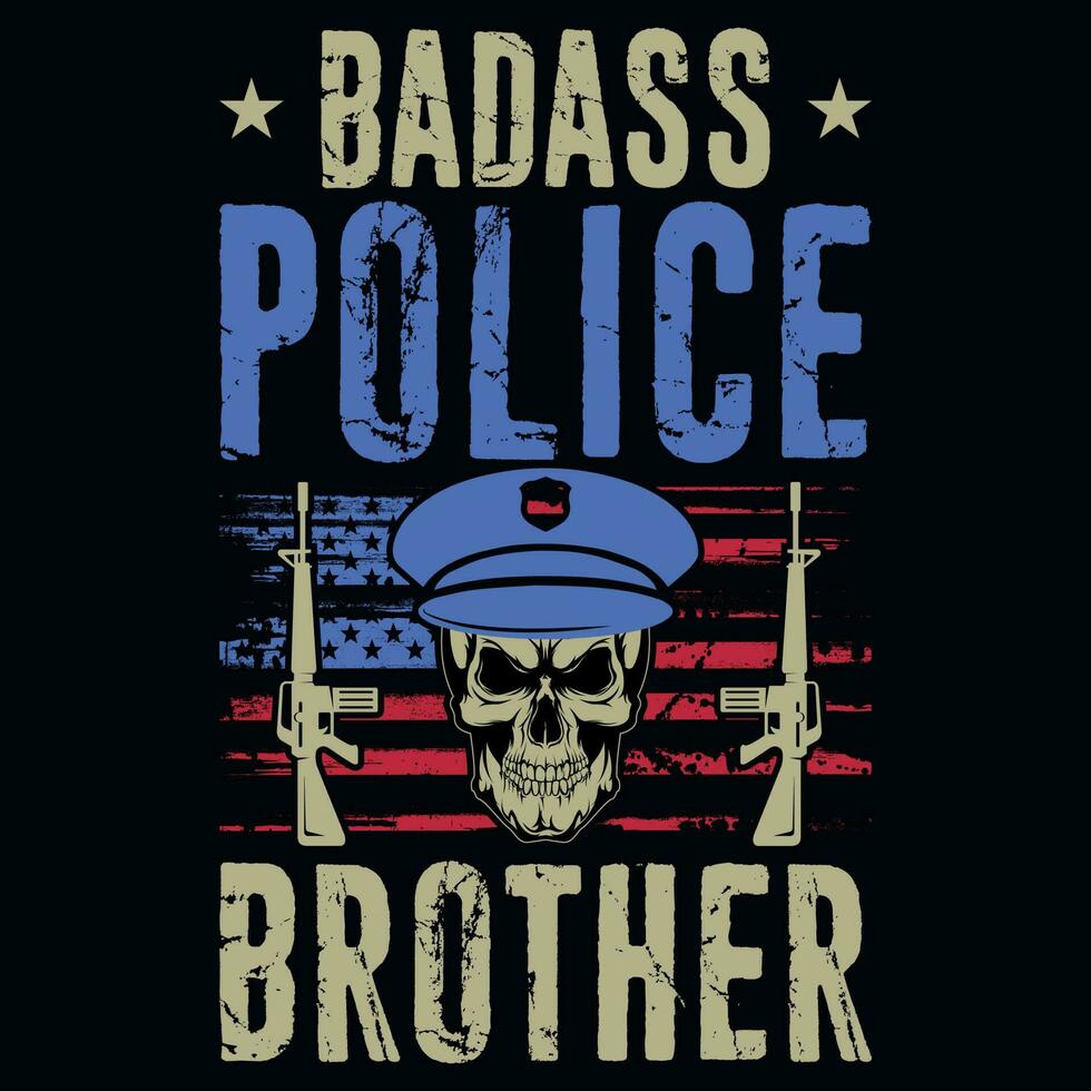 polizia fratello grafica maglietta design vettore