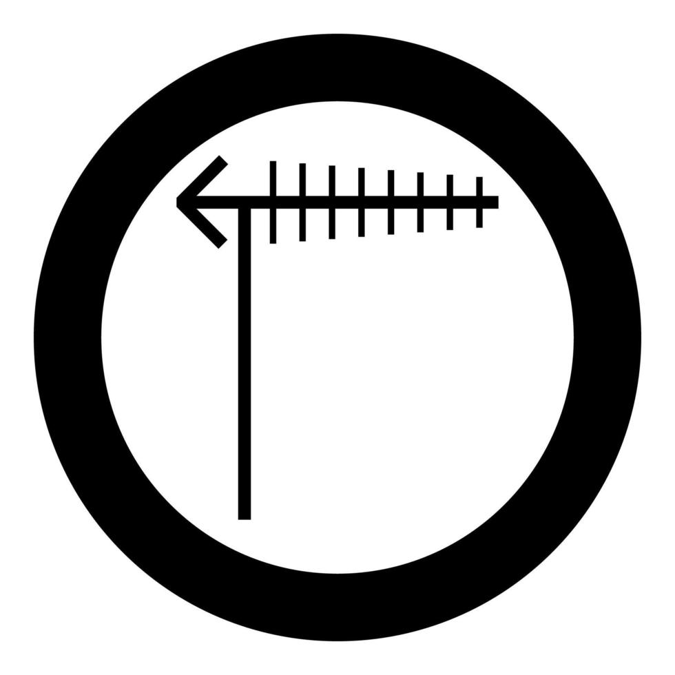 tv antenna televisione antenne trasmissione concetto telecomunicazione icona nel cerchio il giro nero colore vettore illustrazione Immagine solido schema stile