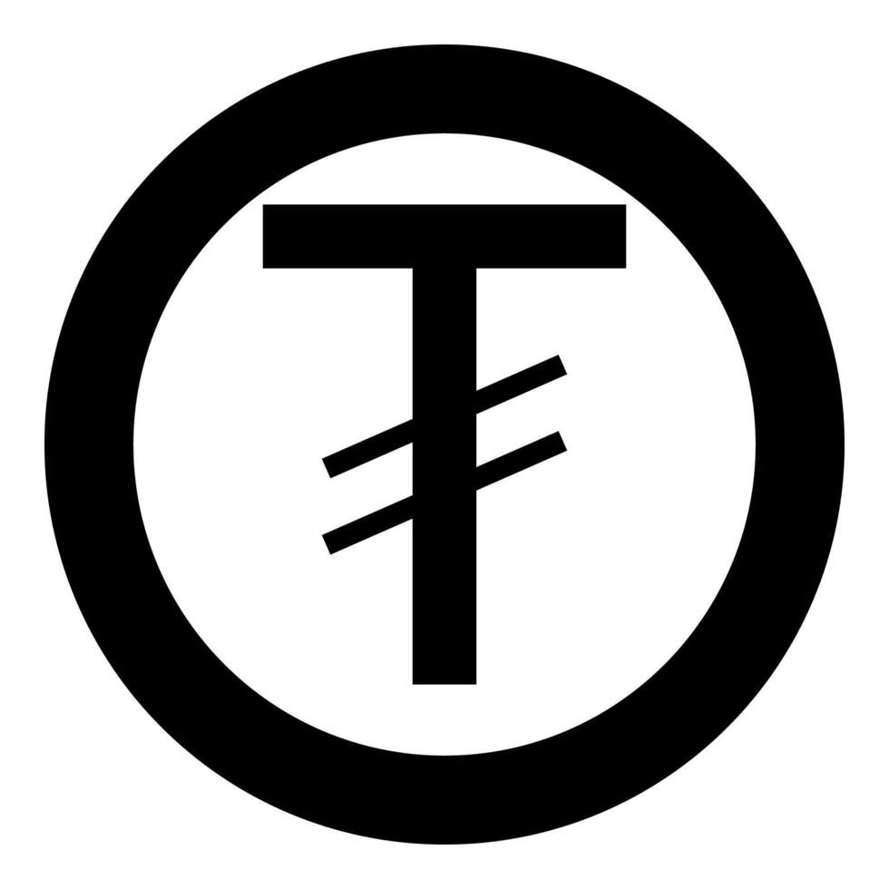simbolo tugrik Mongolia moneta mnt i soldi icona nel cerchio il giro nero colore vettore illustrazione Immagine solido schema stile