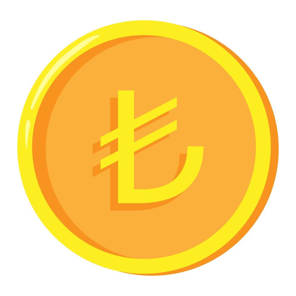 d'oro Turco lira moneta simbolo provare su bianca sfondo. finanza investimento concetto. scambio Turco moneta vettore