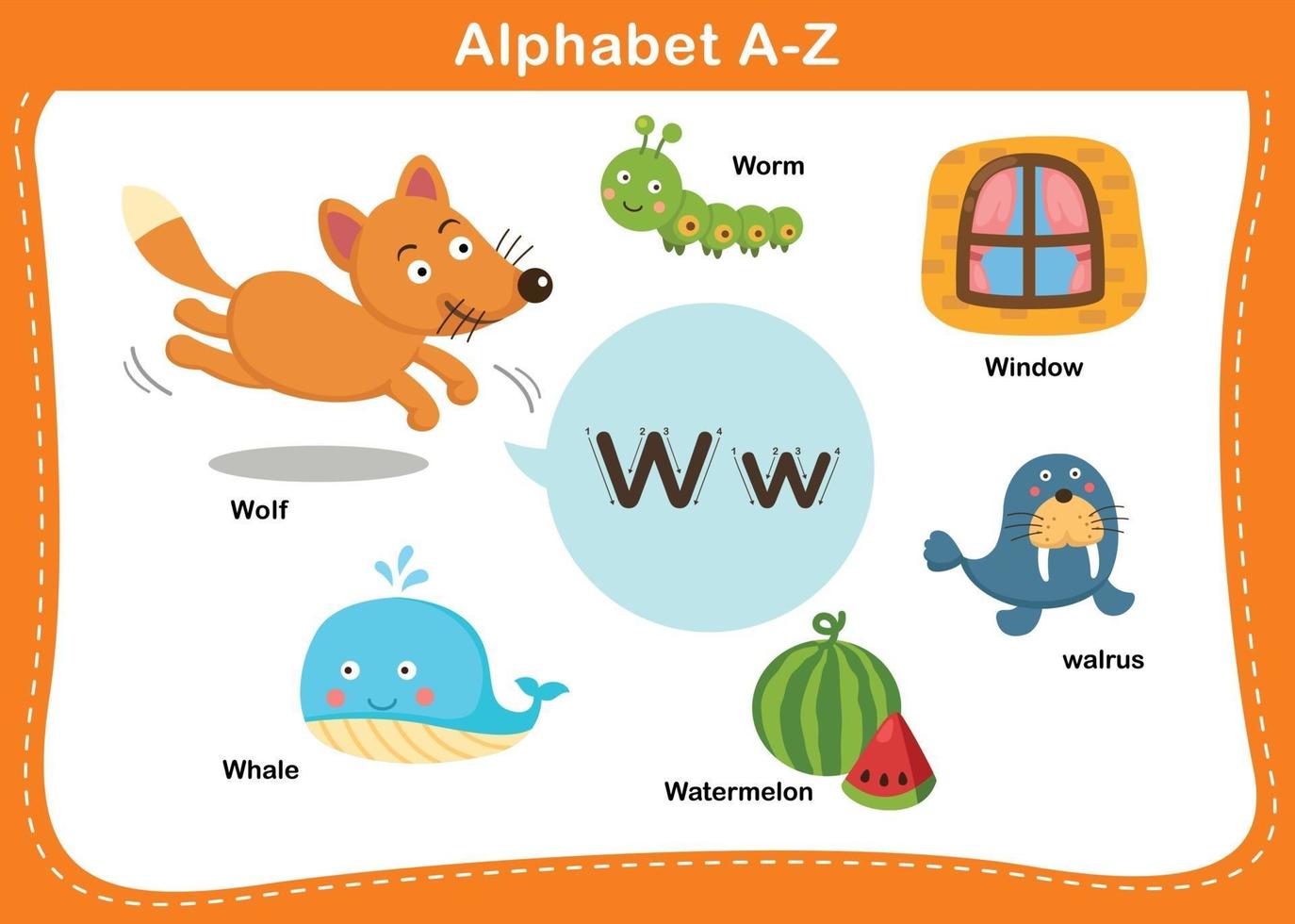 alfabeto lettera w illustrazione vettoriale