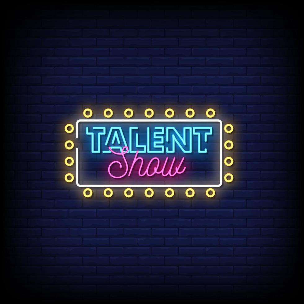 talent show insegne al neon stile testo vettoriale