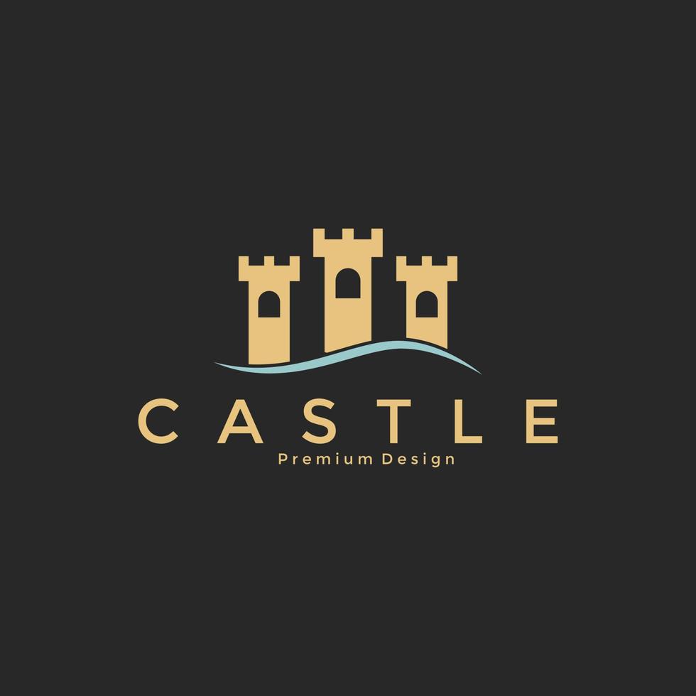 fiume castello logo design vettore