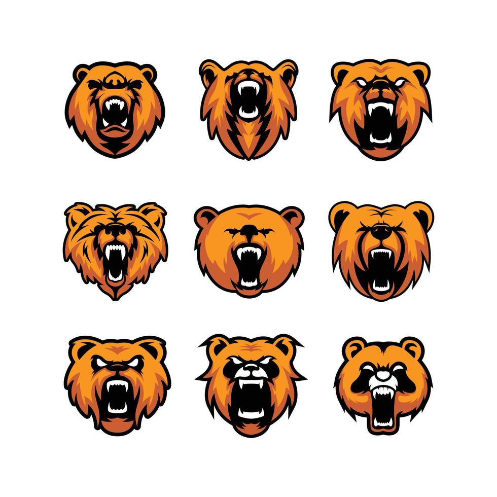 impostato di orso testa logo vettore icona