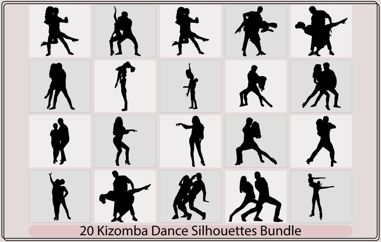 kizomba danza silhouette fascio vettore