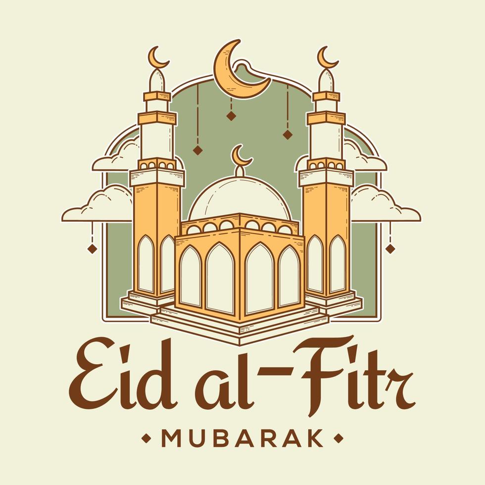 eid mubarak moschea illustrazione design vettore