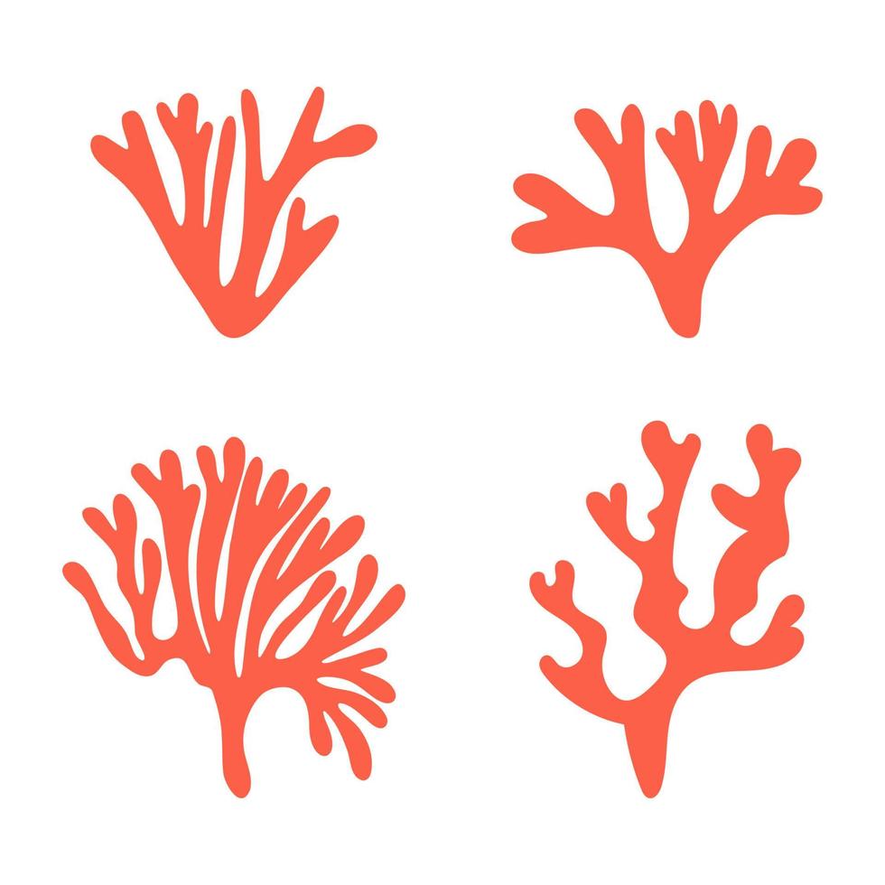 impostato mare rosso coralli. isolato vettore illustrazione su bianca sfondo.