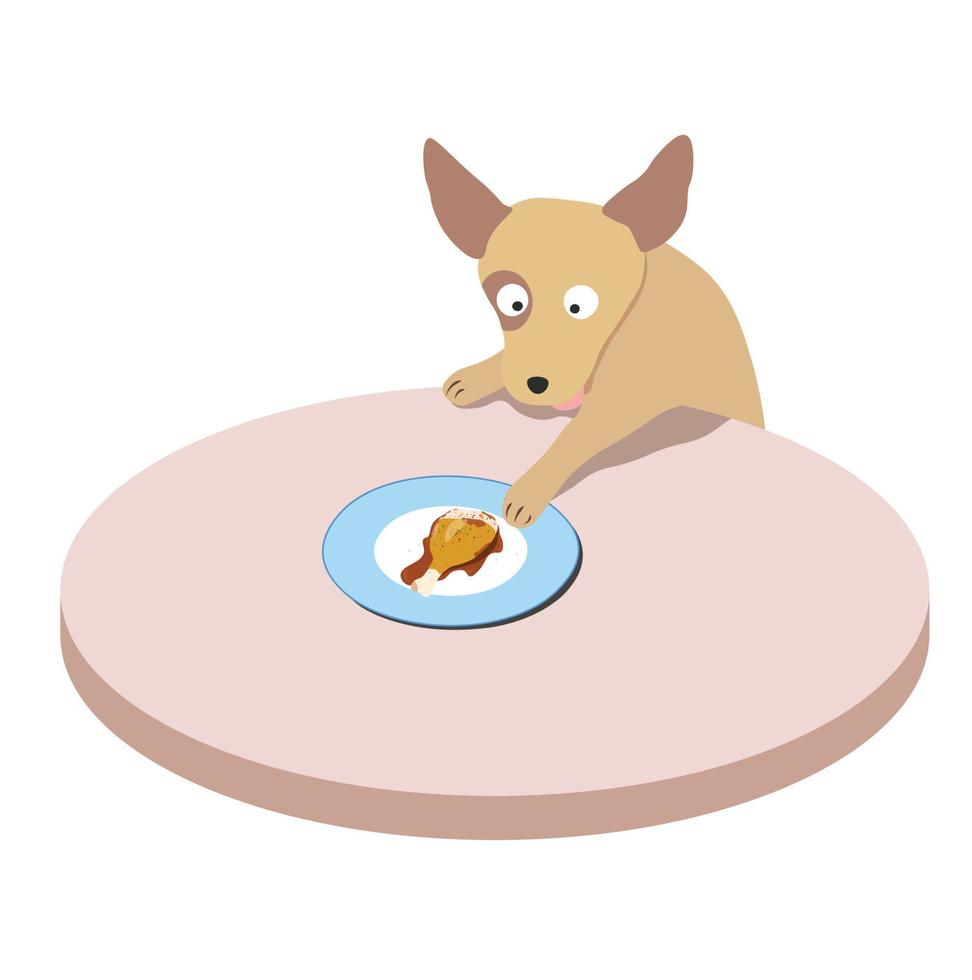 carino cani vettore nel cartone animato stile. cane e pollo bacchetta del tamburo piatto vettore nel colore. collezione di carino animali domestici.