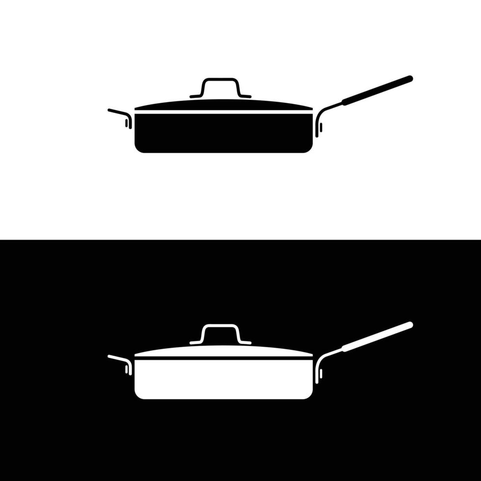 saute padella silhouette piatto vettore. silhouette cucina utensile icona. impostato di nero e bianca simboli per cucina concetto. pentolame icona per ragnatela. stoviglie. vettore