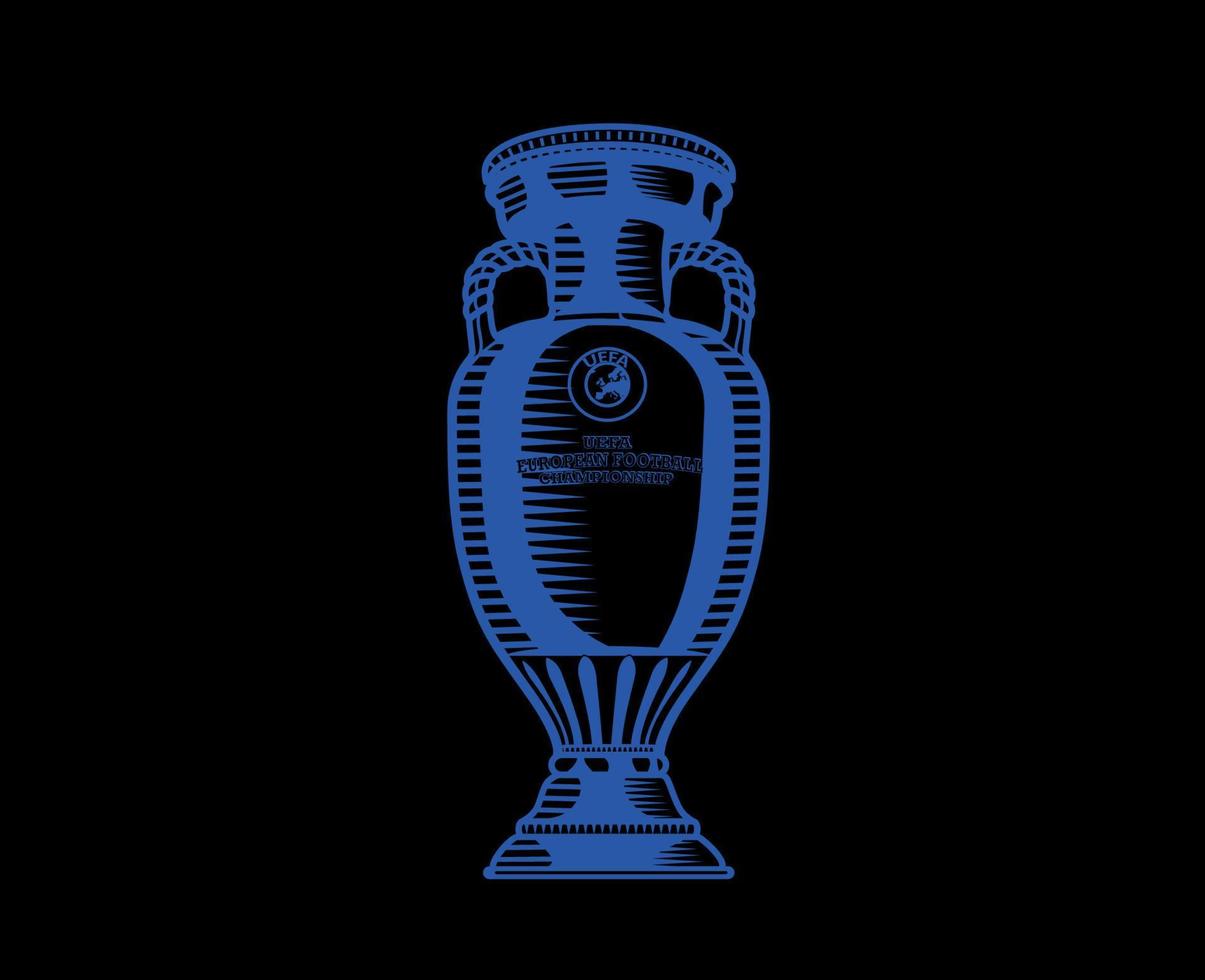 Euro trofeo uefa ufficiale logo simbolo blu europeo calcio finale design vettore illustrazione con nero sfondo