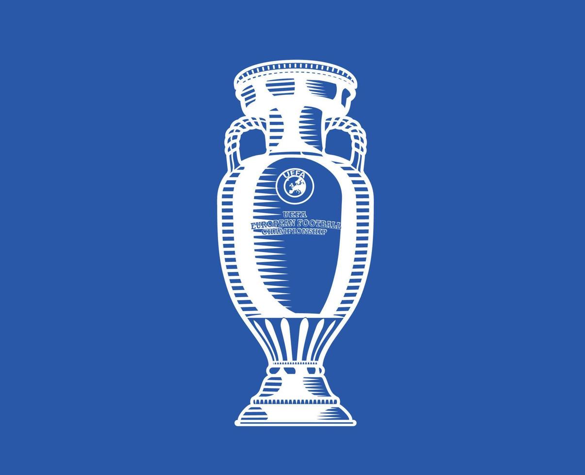 Euro trofeo uefa ufficiale logo simbolo bianca europeo calcio finale design vettore illustrazione con blu sfondo