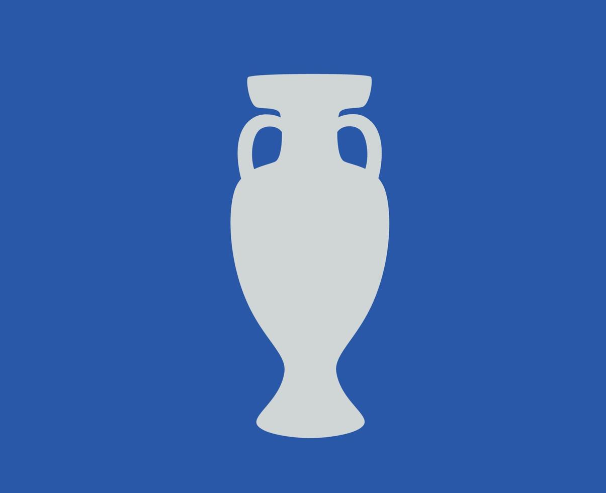 Euro trofeo logo grigio simbolo europeo calcio finale design vettore illustrazione con blu sfondo