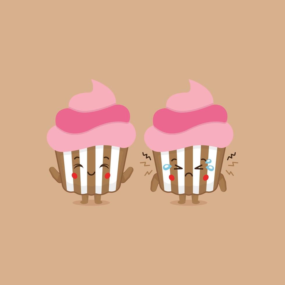 simpatico set di cupcake vettore