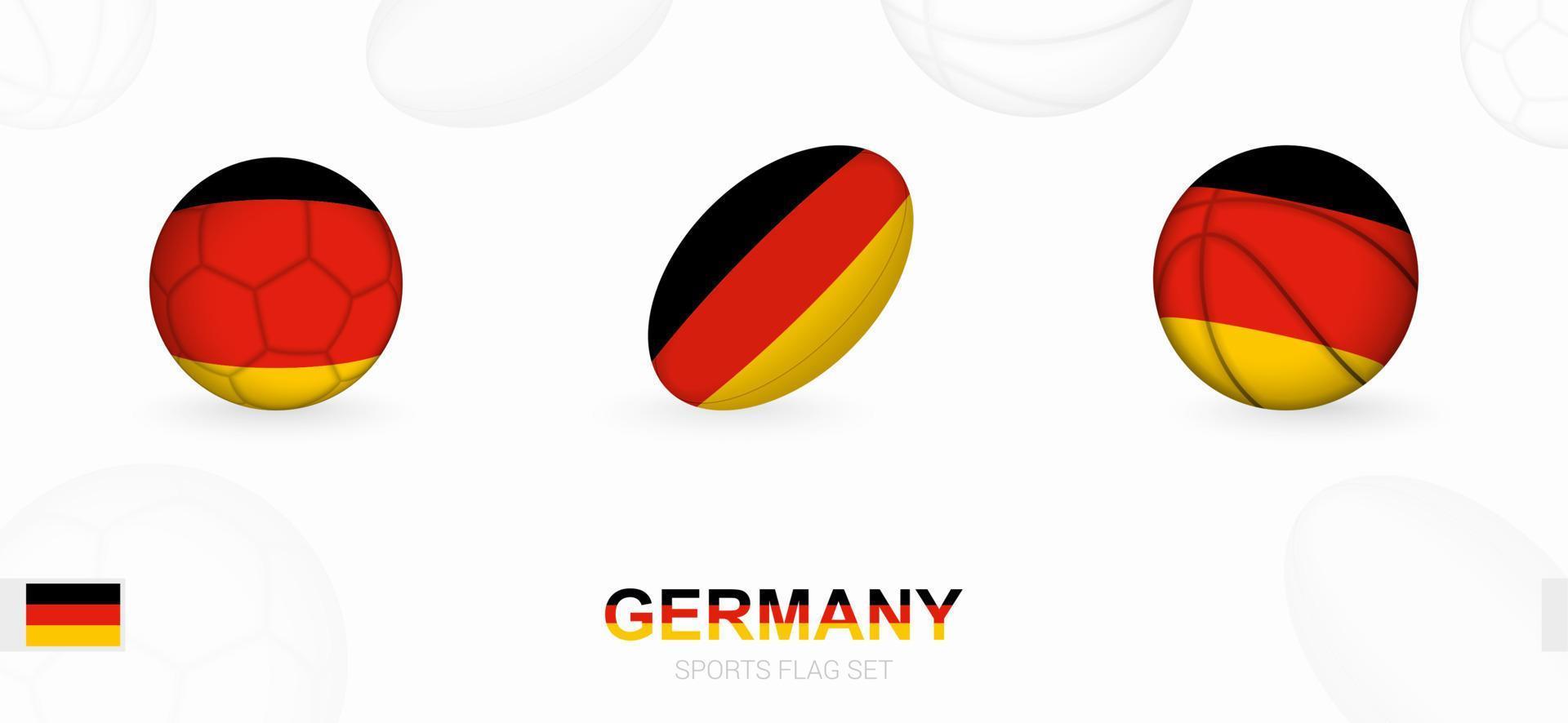 gli sport icone per calcio, Rugby e pallacanestro con il bandiera di Germania. vettore