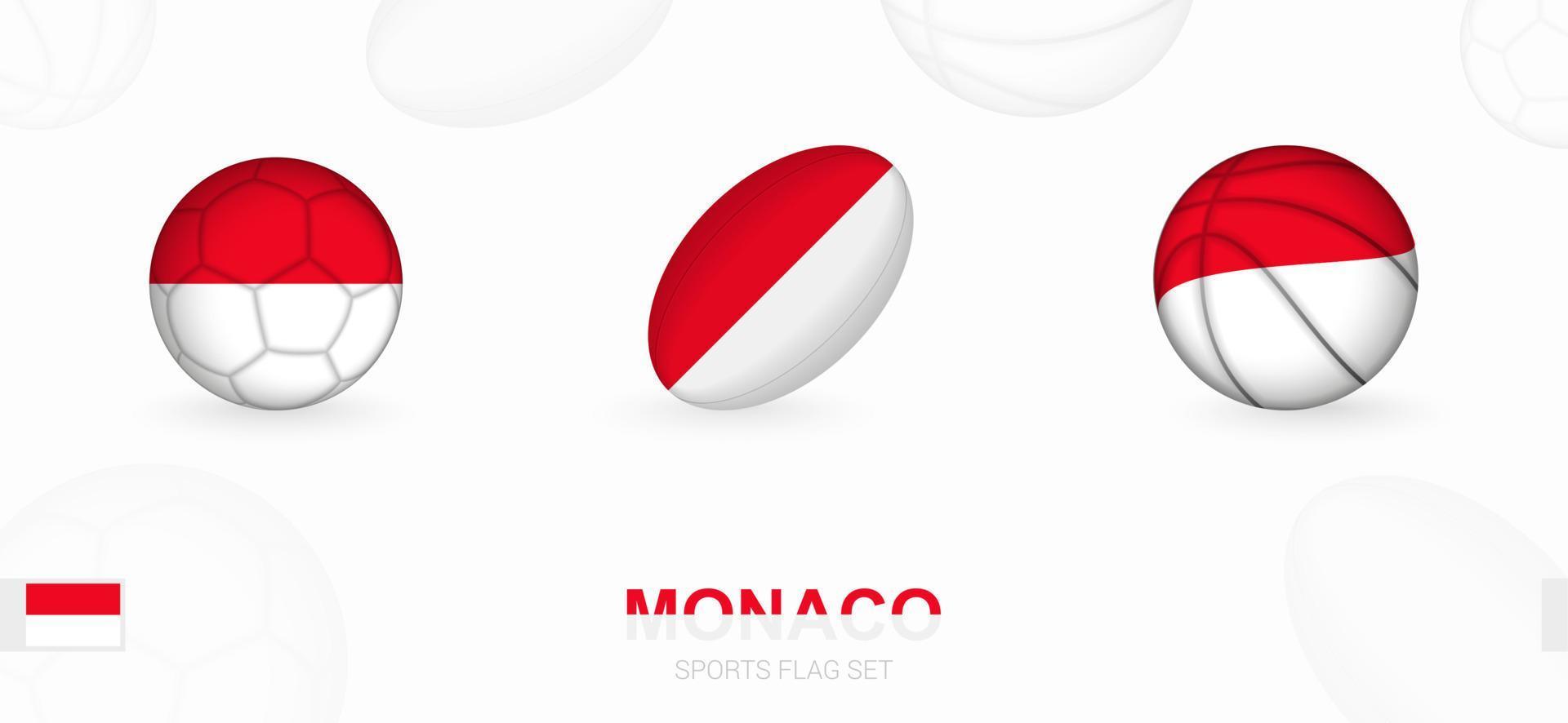 gli sport icone per calcio, Rugby e pallacanestro con il bandiera di monaco. vettore