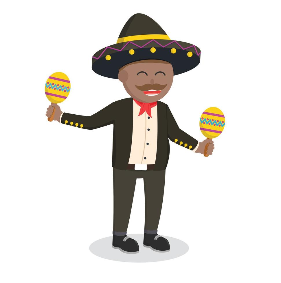 mariachi africano con maracas design personaggio su bianca sfondo vettore