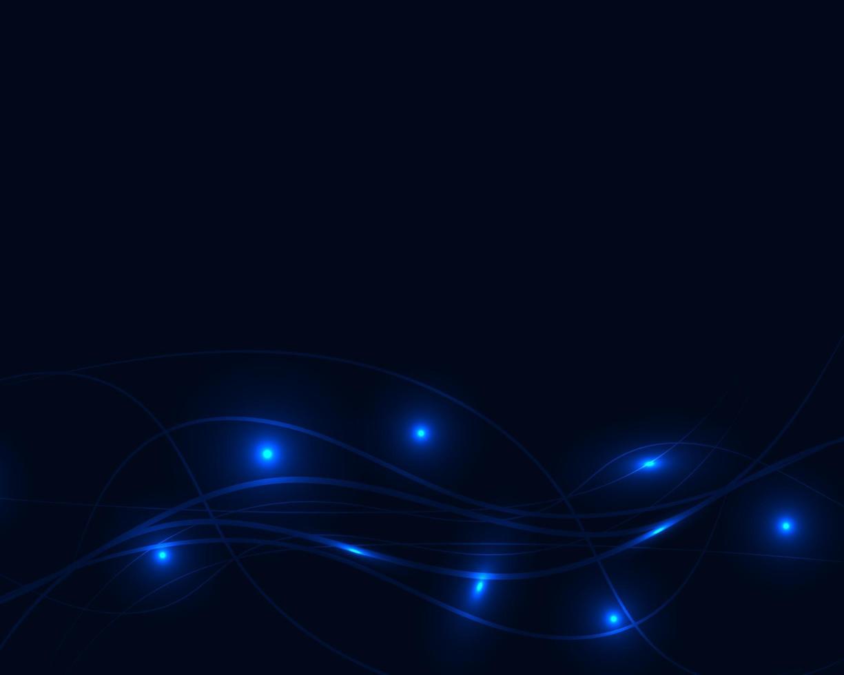 illustrazione vettoriale di sfondo astratto blu con linee curve di luce al neon magiche offuscate