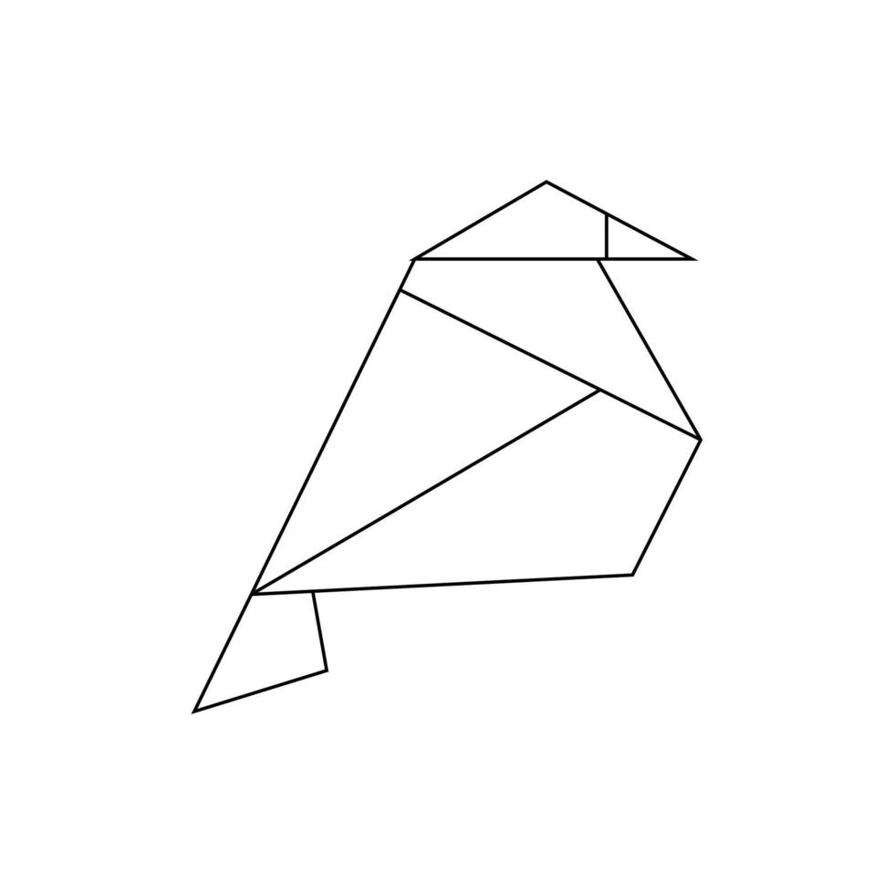 vettore mano disegnato origami figura nel il forma di un' uccello. scarabocchio linea arte disegno su un' bianca sfondo.