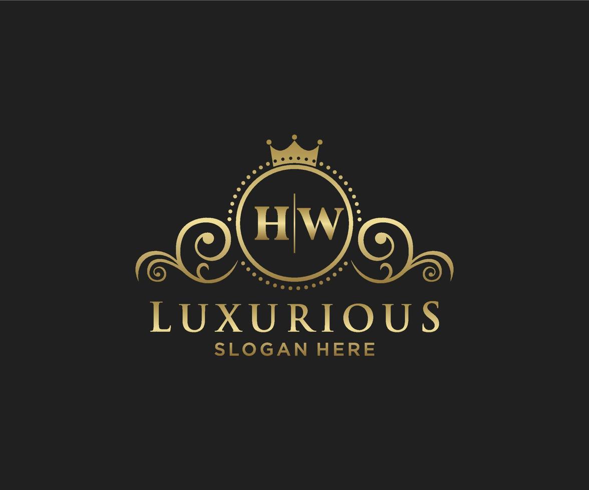 iniziale hw lettera reale lusso logo modello nel vettore arte per ristorante, regalità, boutique, bar, Hotel, araldico, gioielleria, moda e altro vettore illustrazione.