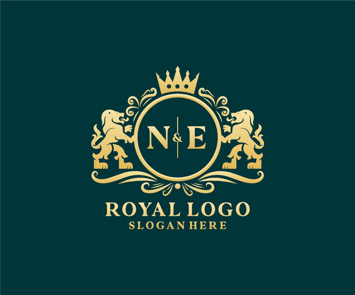 iniziale ne lettera Leone reale lusso logo modello nel vettore arte per ristorante, regalità, boutique, bar, Hotel, araldico, gioielleria, moda e altro vettore illustrazione.